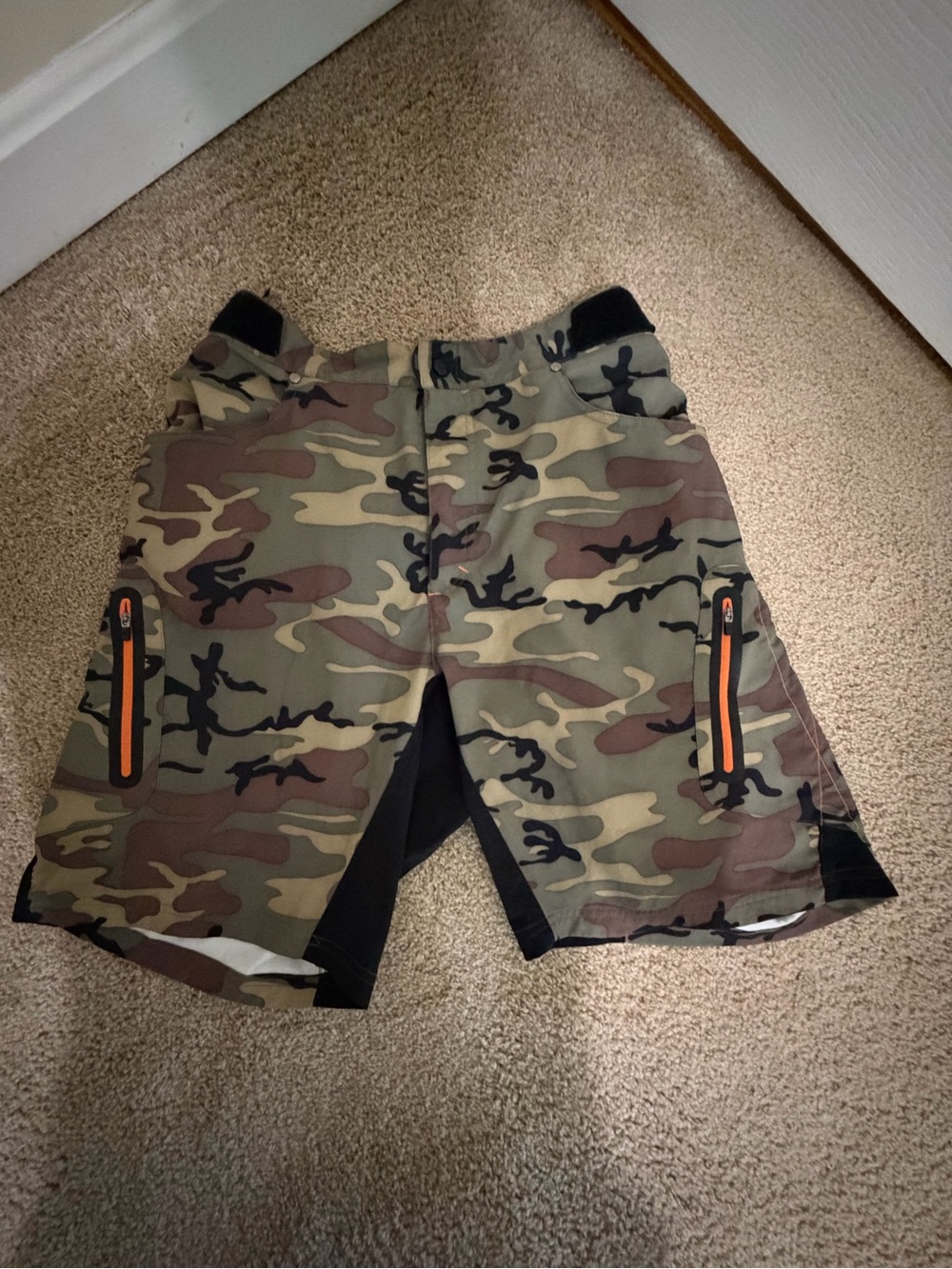 Zoic Men's Camouflage Athletic Shorts with Zip Pockets - Olive Camo